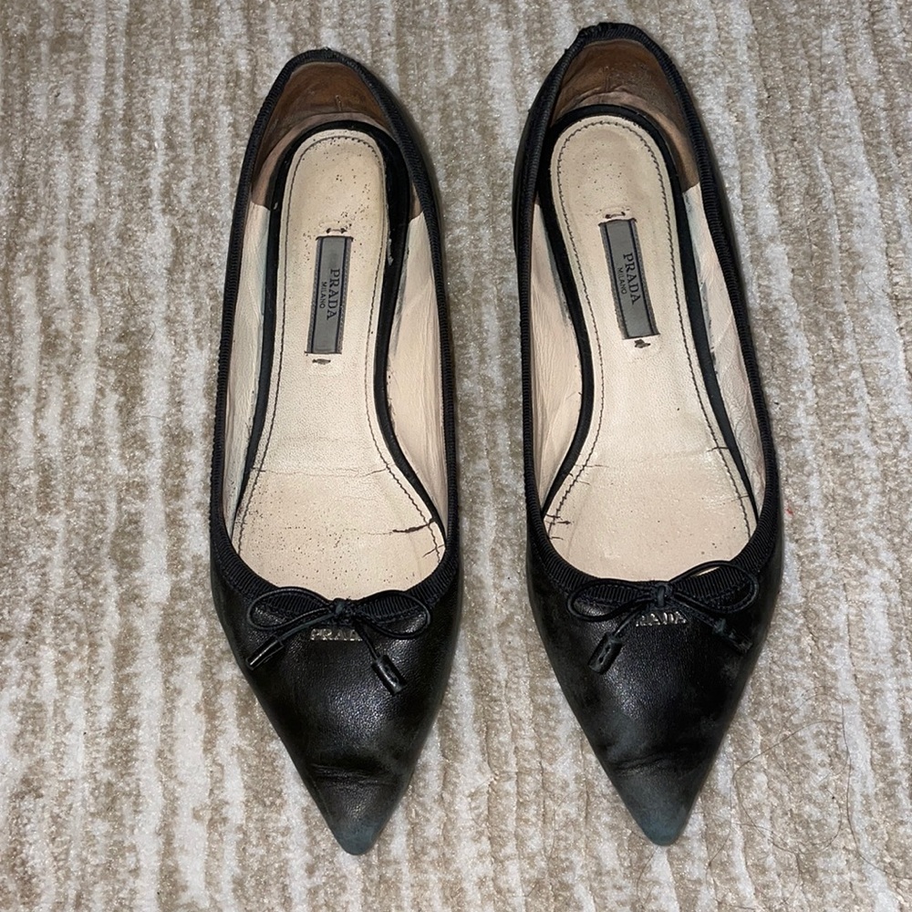 Prada Milano pointy ballet flats